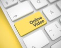 Online Video - Message on the Yellow Keyboard Key. 3D. Royalty Free Stock Photo