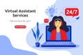 Online virtual assistant services concept modern flat design. Vector illustration Royalty Free Stock Photo