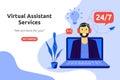 Online virtual assistant services concept modern flat design. Vector illustration Royalty Free Stock Photo