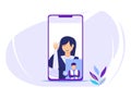 Online virtual video meeting. female friends using internet video. Vector illustration for video conferencing, technological Royalty Free Stock Photo
