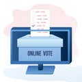 Online vote concept. Ballot box on monitor screen. Referendum or election background. Electronic voting