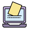 Online vote mail icon color outline vector