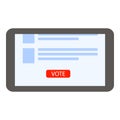 Online vote tablet icon, flat style