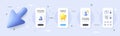 Online voting, Computer fingerprint and Instruction manual line icons pack. For web app. Phone screen mockup. Vector