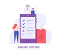 Online Voting and Election Campaign. People Voting with Vote Box and Calling for Vote. Concept of Election Day, Making Choice,