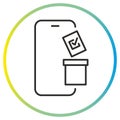 online voting icon, phone with ballot box, electronic elections or polling