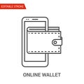 Online Wallet Icon. Thin Line Vector Illustration