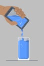 Online water delivery service and order concept. Mobile water delievery app. Stock flat vector illustration.
