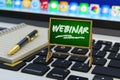 Online web seminar, e-learning, education and self-development concept Royalty Free Stock Photo