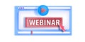 Online webinar, free remote video training, courses icon, vector logo with play button, isolated on white.