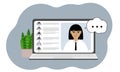 Online webinar or online training. Laptop with the image of online communication of men and women. Vector Royalty Free Stock Photo