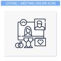 Online wedding day line icon. Editable