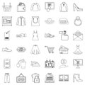 Online wholesale trade icons set, outline style