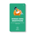 online woman using smartphone vector