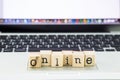 Online wording stack on laptop Royalty Free Stock Photo