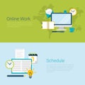 Online work schedule flat vector website slider banner