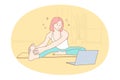 Online workout, yoga, pilates concept