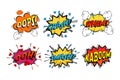 Onomatopoeia comics sounds in clouds for emotions Royalty Free Stock Photo