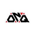 ONQ triangle letter logo design with triangle shape. ONQ triangle logo design monogram. ONQ triangle vector logo template with red Royalty Free Stock Photo