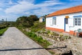 Ons Island, Pontevedra, Spain, September 7, 2023. Small houses on Ons Island, in Pontevedra, Galicia.