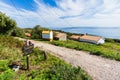 Ons Island, Pontevedra, Spain, September 7, 2023. Small houses on Ons Island, in Pontevedra, Galicia.