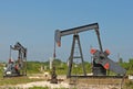 Onshore oil field with wells (nodding donkeys)