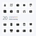 20 OnSolid Glyph Learning Solid Glyph icon Pack like book keyboard learn education book Royalty Free Stock Photo