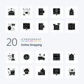 20 OnSolid Glyph Shopping Solid Glyph icon Pack like pay arrow target valentine transportation