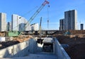 ÃÂ¡onstruction of an underground pedestrian crossing. Preparatory work for concreting and pouring the formwork. Foot tunnel and