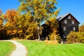 Ontario autumn countryside scene with old country wooden mill Royalty Free Stock Photo