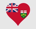 Ontario Canada Heart Flag. ON Canadian Love Shape Province Flag. Ontarian Banner Icon Sign Symbol Clipart. EPS Vector Illustration Royalty Free Stock Photo