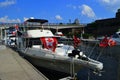 Ontario, Canada- July. Canada Day national holiday celebration.The yacht on the Rideau channel in downtown Ottawa