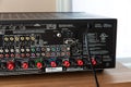 Ontario Canada - JUNE 25, 2017: Onkyo Home Theater Receiver Back Panel with Ports, Terminals, and Connectors