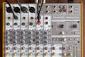 Ontario, Canada - May 21 2018: Audio studio sound mixing equalizer equipment board with wires Royalty Free Stock Photo