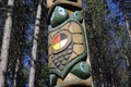 Turtle Island carving on the Totem Pole at the East Gate, Algonquin Park.