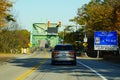 Ontario, Canada - October 27, 2019 - The view of the traffic into Thousands Islands Bridge crossing St Lawrence River