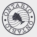 Ontario Canada Stamp Postal. A Map Silhouette Seal. Passport Round Design. Vector Icon Design Retro Travel.