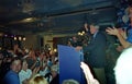 Ontario Premier Mike Harris celebrates the 2nd Tory majority victory in his home riding of North Bay