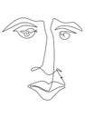 ÃÂ¡ontinuous line drawing face. Modern single line art contour portrait illustration