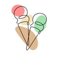 ÃÂ¡ontinuous one line art of ice cream. Hand drawn logo. Cafe and bakery concept.