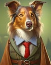Portrait of a scottish collie in traditional clothing Royalty Free Stock Photo