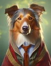 Portrait of a scottish collie in traditional clothing Royalty Free Stock Photo
