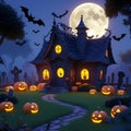 Halloween house background cartoon Royalty Free Stock Photo