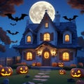 Halloween house background cartoon Royalty Free Stock Photo