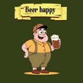 Man drinking beer octoberfest coaster cartoon Royalty Free Stock Photo