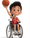 Child in heel hair playing basketbal cartoon Royalty Free Stock Photo