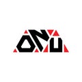ONU triangle letter logo design with triangle shape. ONU triangle logo design monogram. ONU triangle vector logo template with red Royalty Free Stock Photo