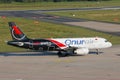 Onur Air aircraft taxiing in Koln Bon Airport