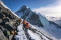 Onward, alpinists conquer the challenging slopes of Grossglockner mountain