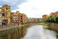 Onyar River in Girona, Spain, and colorful houses of the Old Tow Royalty Free Stock Photo